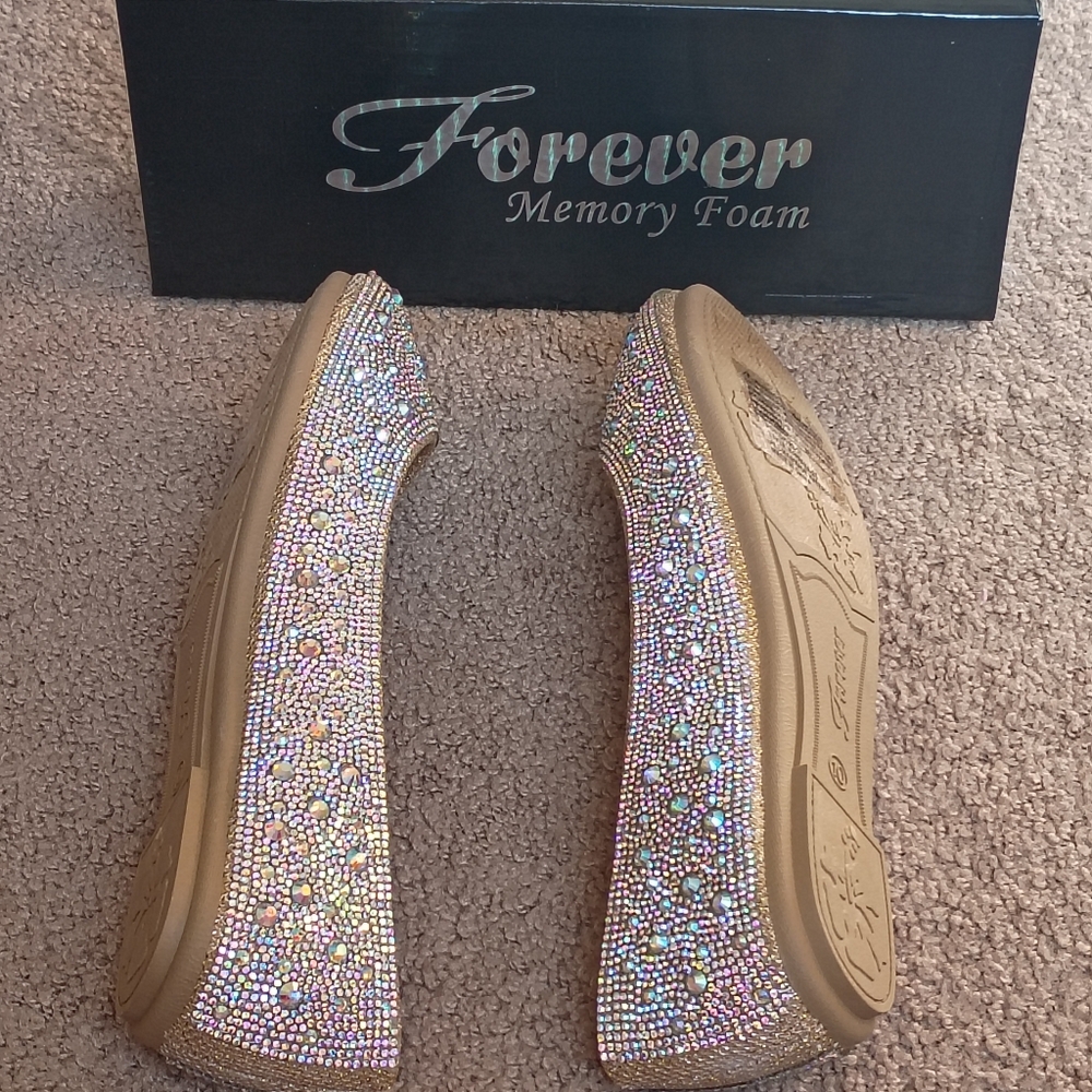 Forever 21 Women's Marianna Memory Foam Gemstone Flats with Gold Edges - Picture 8 of 8